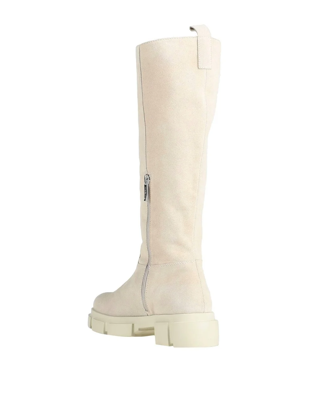 Womens Suede Cream Knee-High Boot